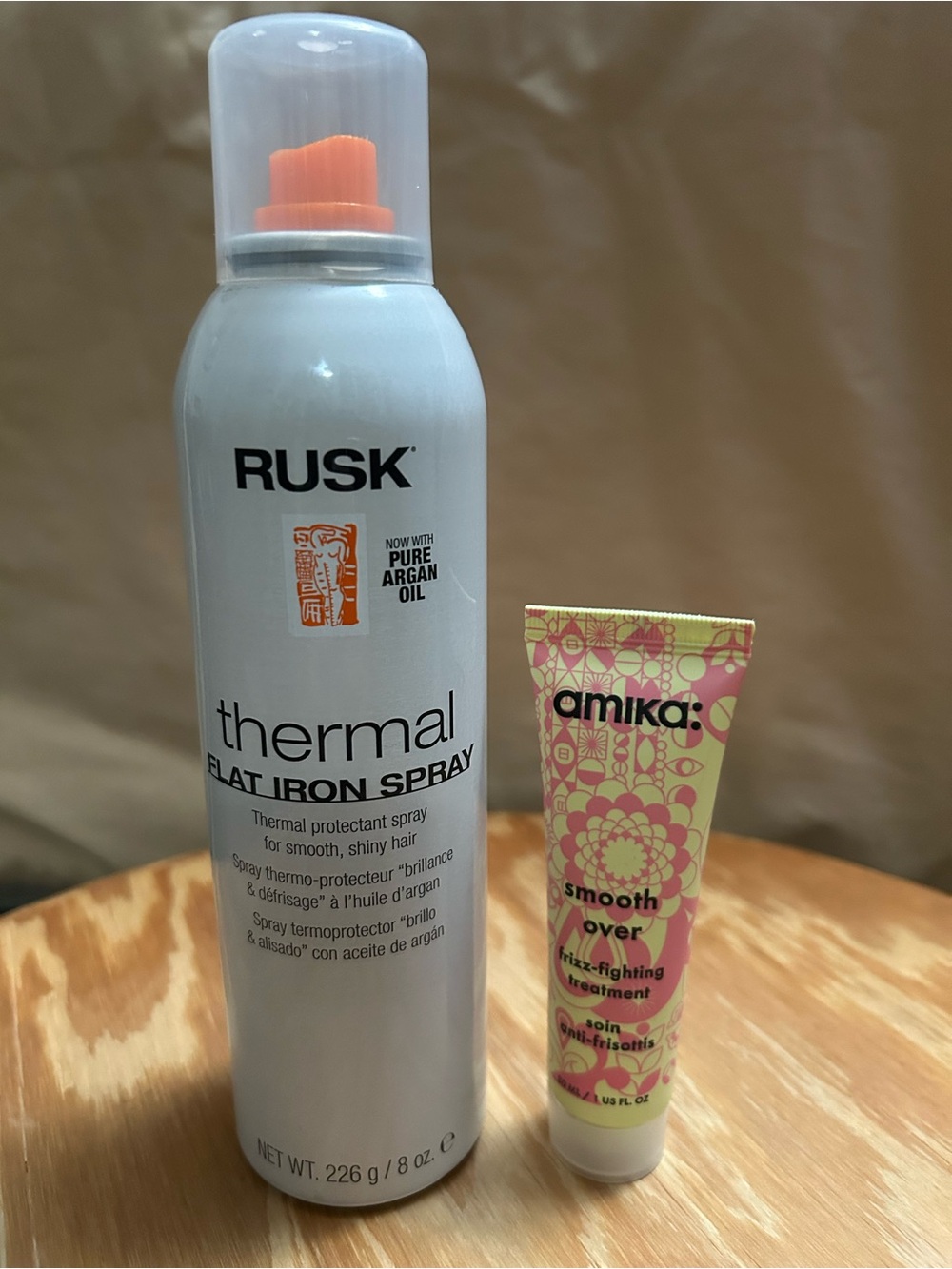 RUSK Thermal Flat Iron Spray & Amika Smooth Over